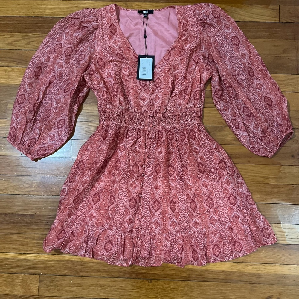 PAIGE Pink Floral Patterned Midi Dress